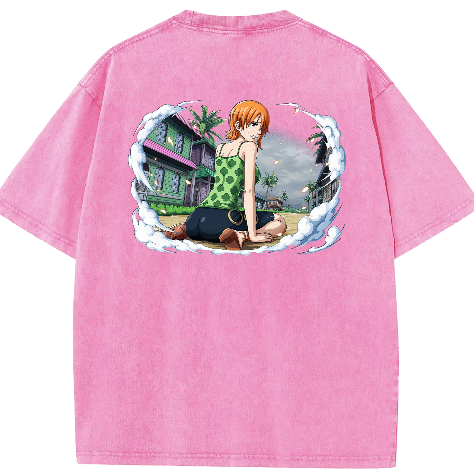 ワンピース ナミ ONE PIECE Nami 綿100% ヴィンテージ風 半袖Tシャツ（背面プリント）